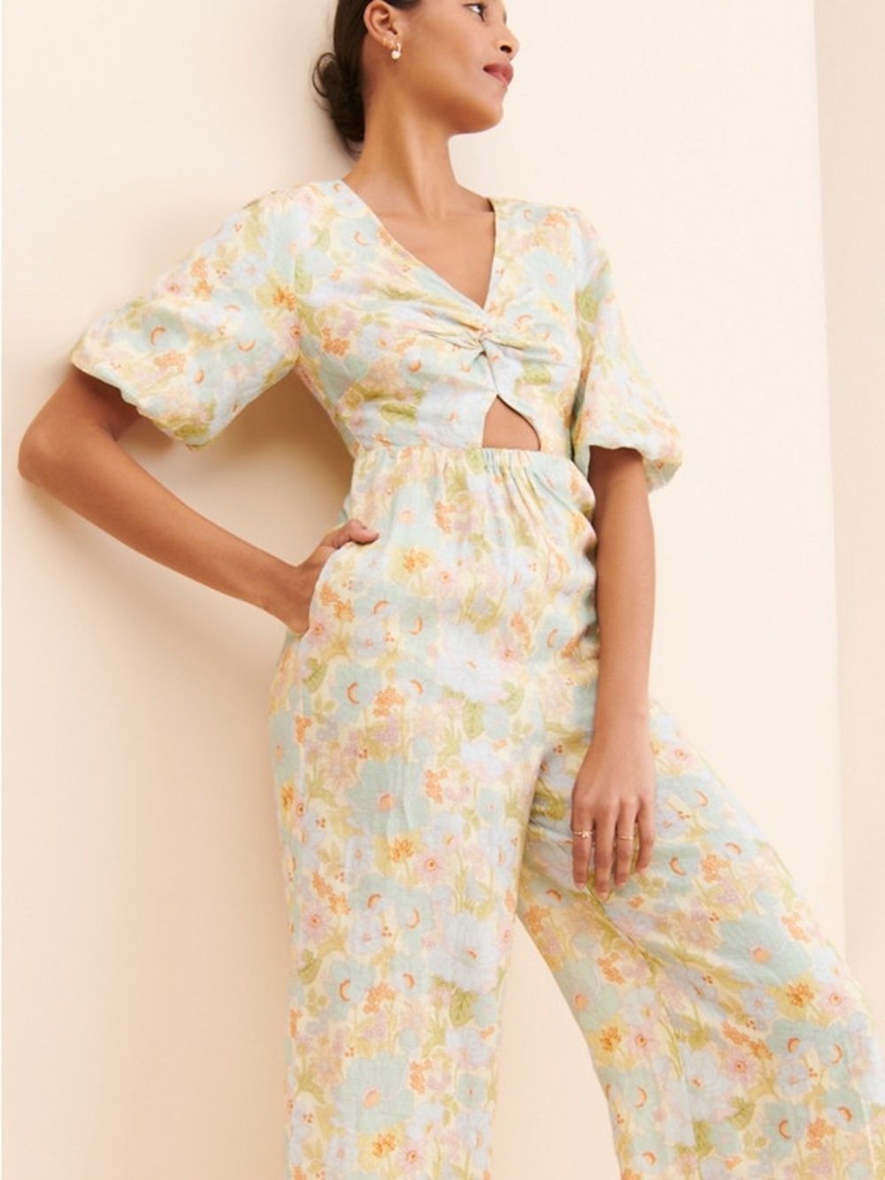 Anthropologie Sancia The Aida Pastel Floral Wide-Leg Jumpsuit